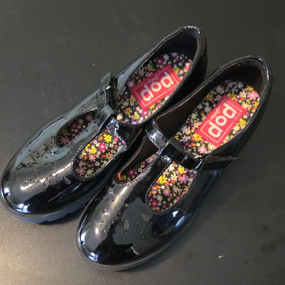 Pop Kids Glossy Black Dress Shoes